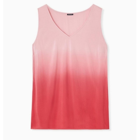 Torrid NWT 00 Girly Breezy Casual Summer pink dip dye challis tank - Picture 1 of 7